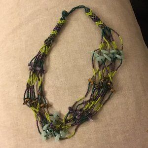 Handmade Seed Bead Necklace Tiger's Eye Stone #518